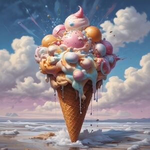 Colorful Ice Cream Cone Art Print